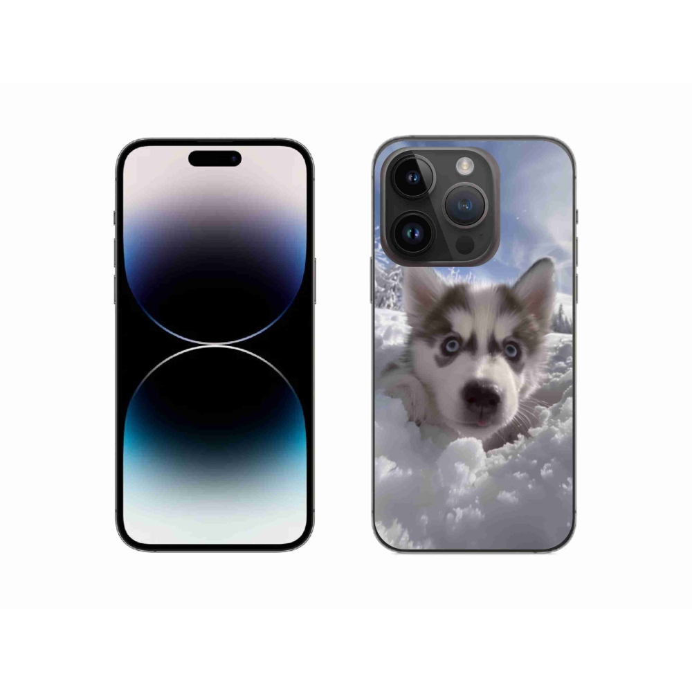 Zselés borítás mmCase iPhone 14 Pro készülékhez - husky a hóban
