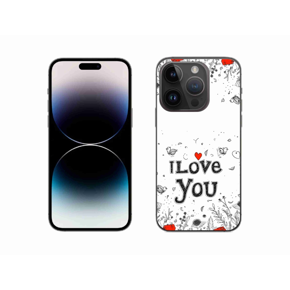 Gél borítás mmCase iPhone 14 Pro készülékhez - I love you fehér háttér