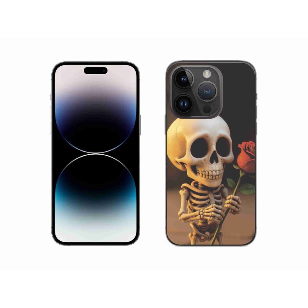 Gél borítás mmCase iPhone 14 Pro készülékhez - csontváz rózsával