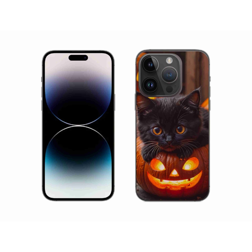 Gél borítás mmCase iPhone 14 Pro készülékhez - cica és sütőtök