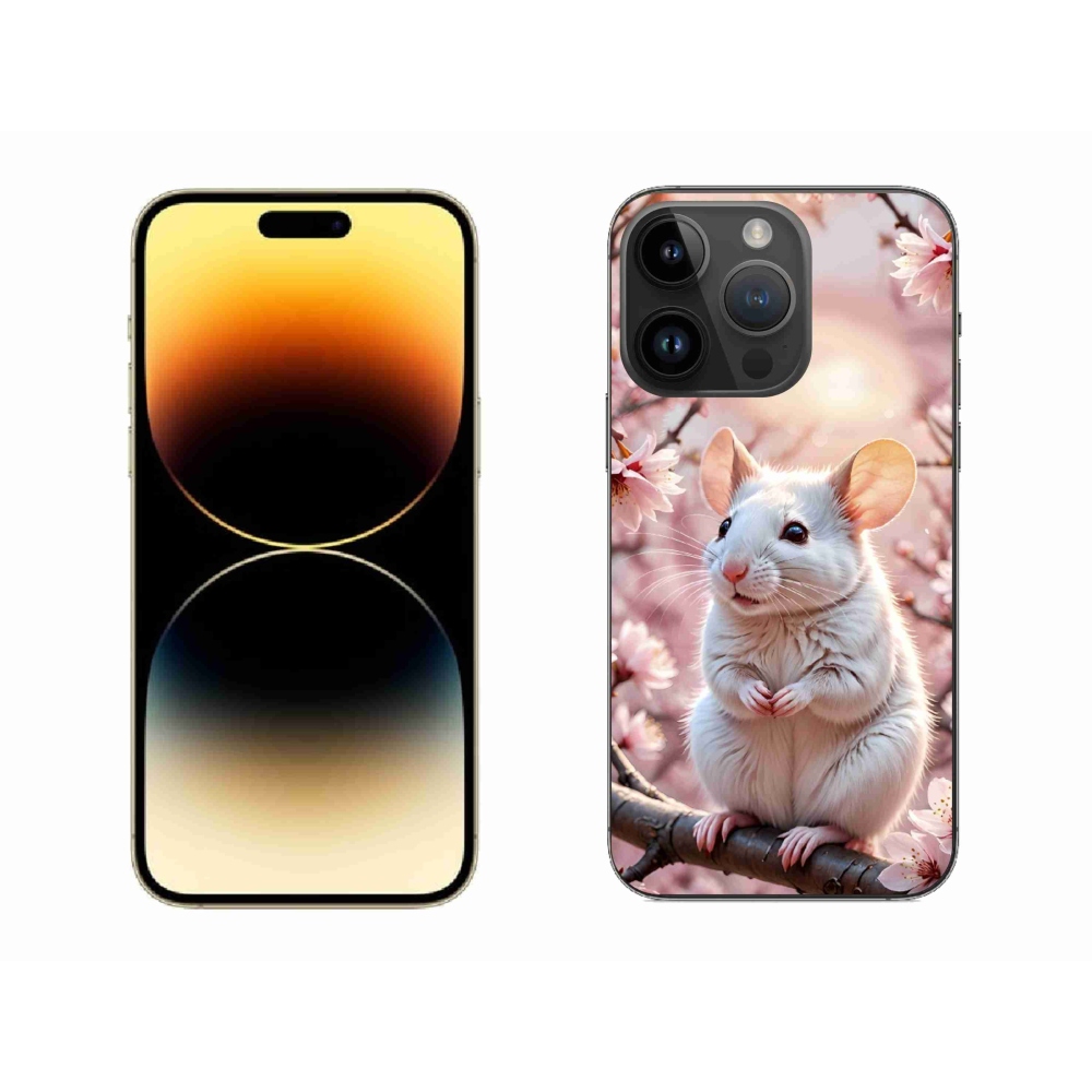 mmCase gél tok az iPhone 14 Pro Max-hoz – fehér egér egy ágon