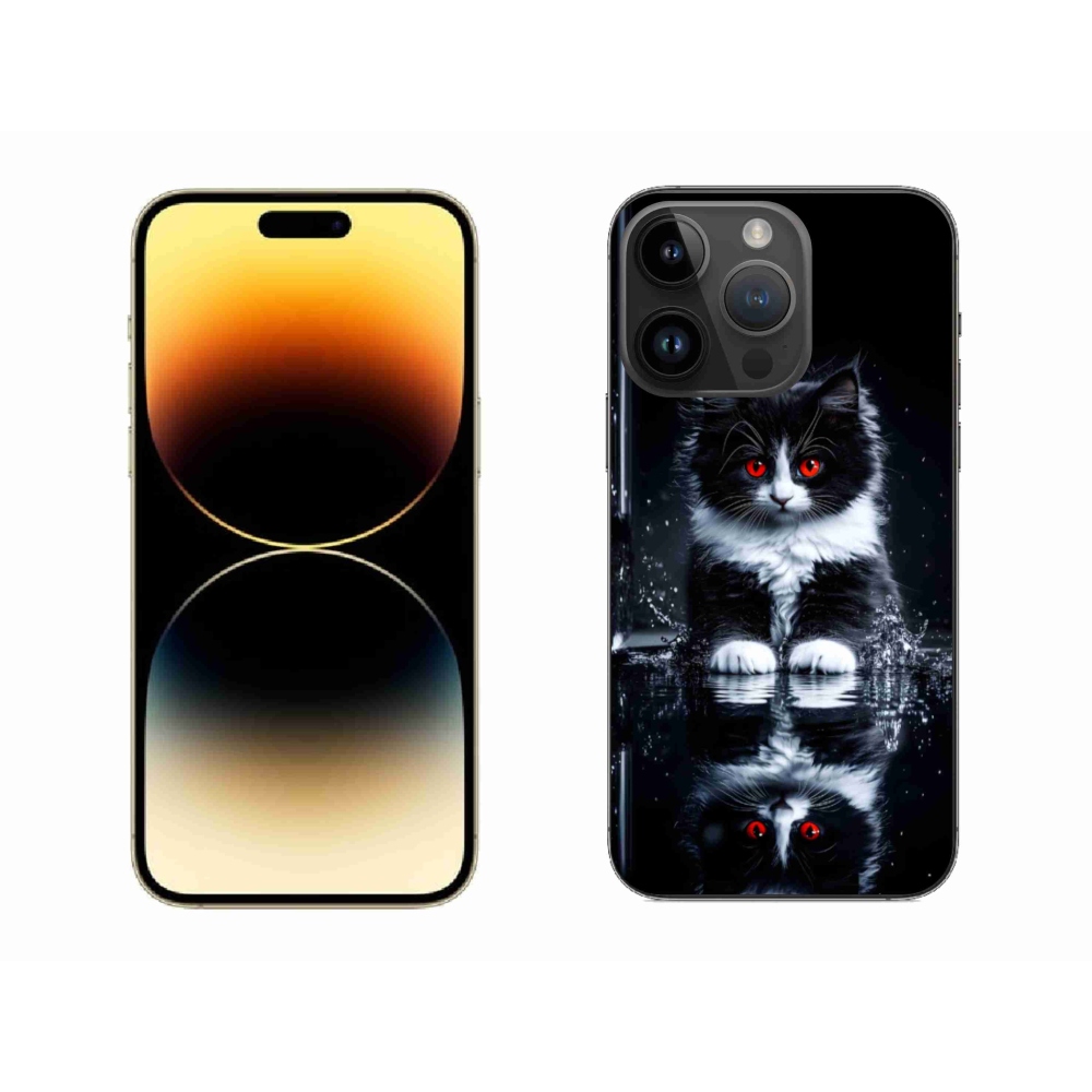 Zselés borítás mmCase iPhone 14 Pro Max készülékhez - fekete-fehér cica