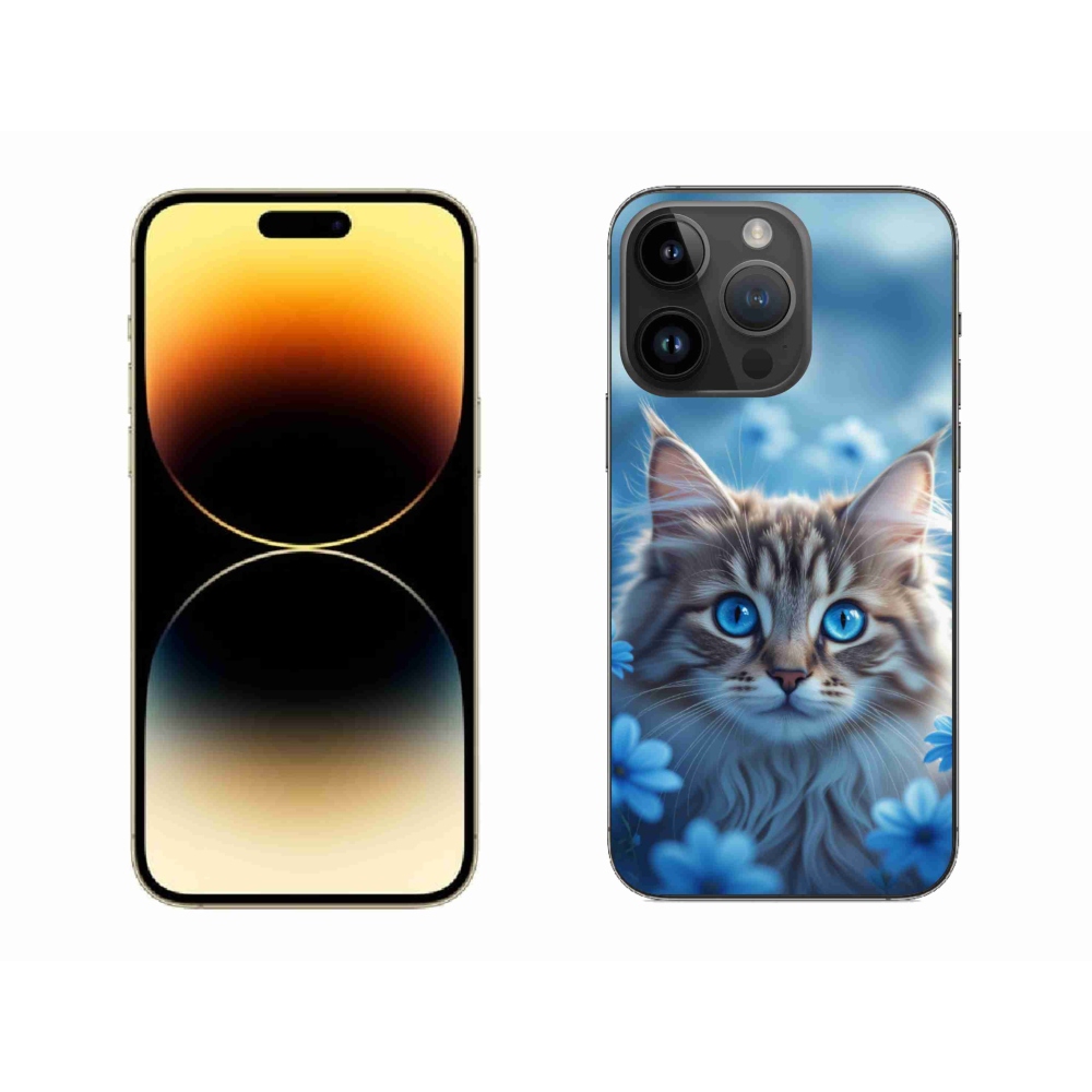 mmCase gél tok az iPhone 14 Pro Max-hoz – kiscica kék virágok között