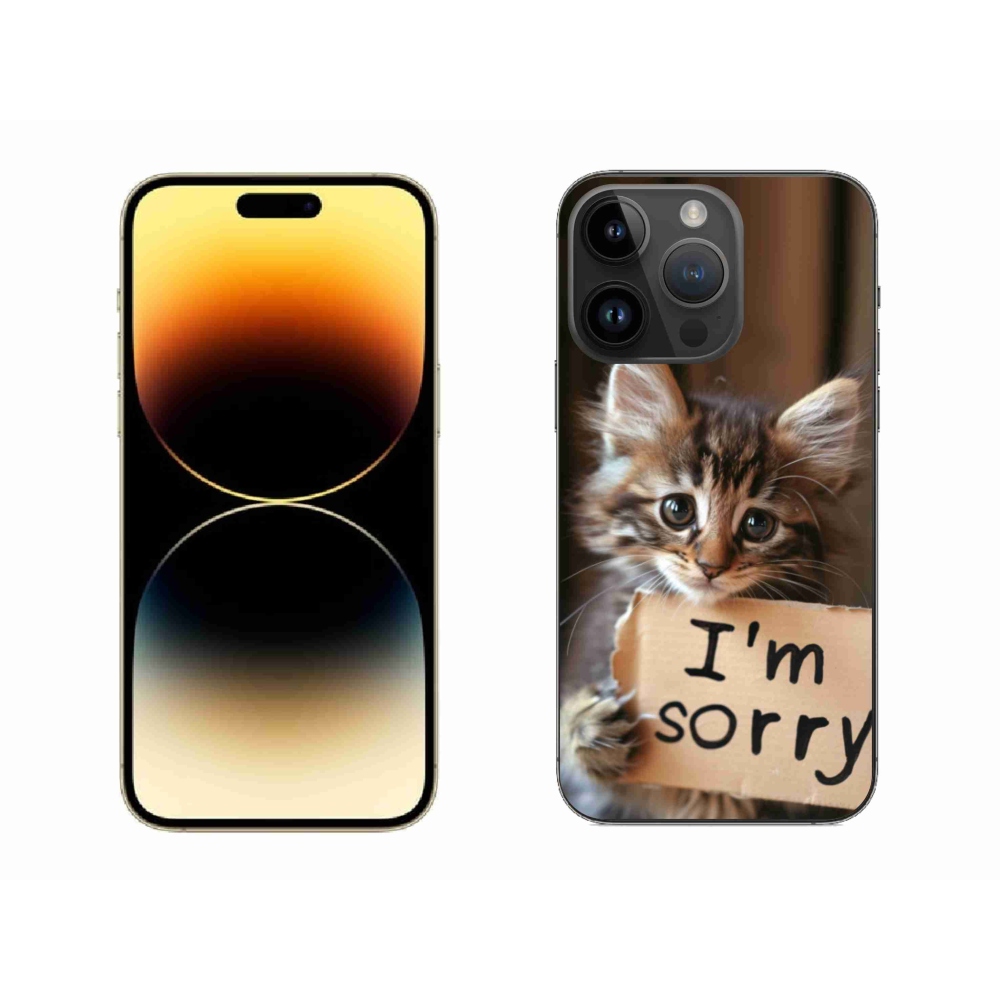 Zselés borítás mmCase iPhone 14 Pro Max készülékhez - macska bocsánatkérés