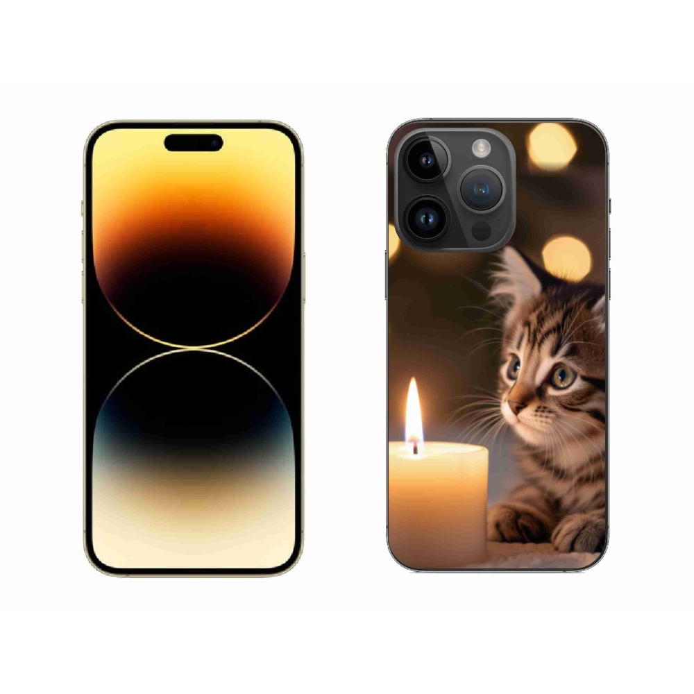 Zselés borítás mmCase iPhone 14 Pro Max készülékhez - cica és gyertya