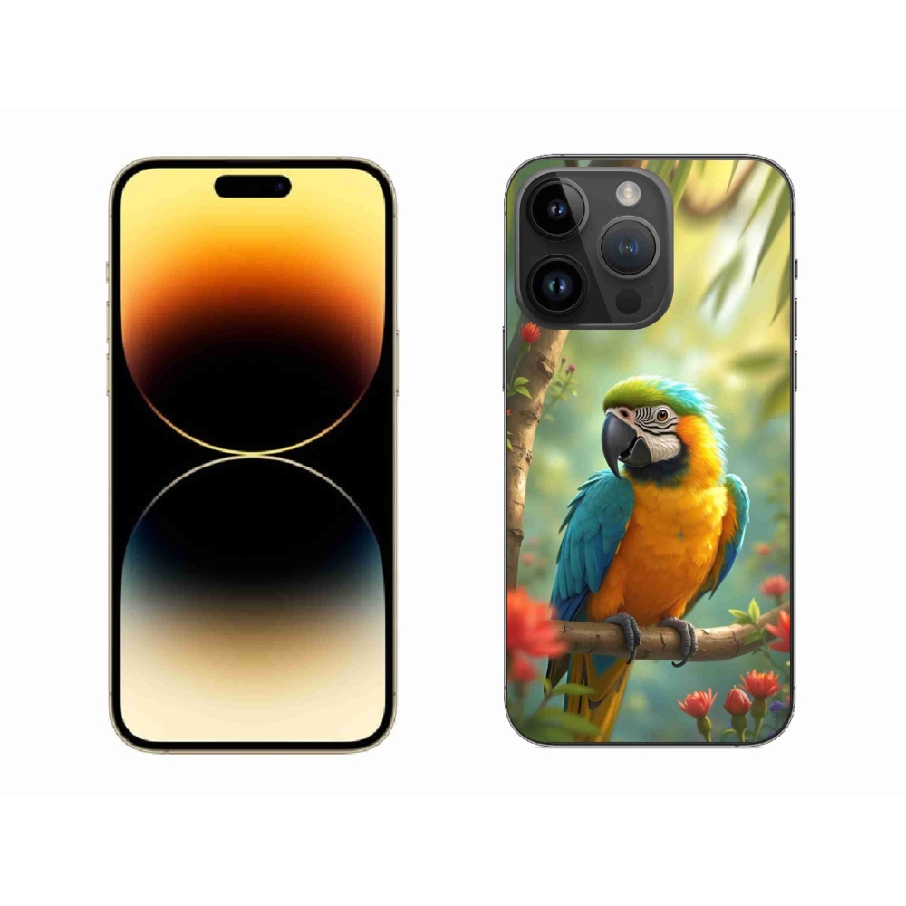 mmCase gél tok az iPhone 14 Pro Max-hoz – kék-sárga ara papagáj
