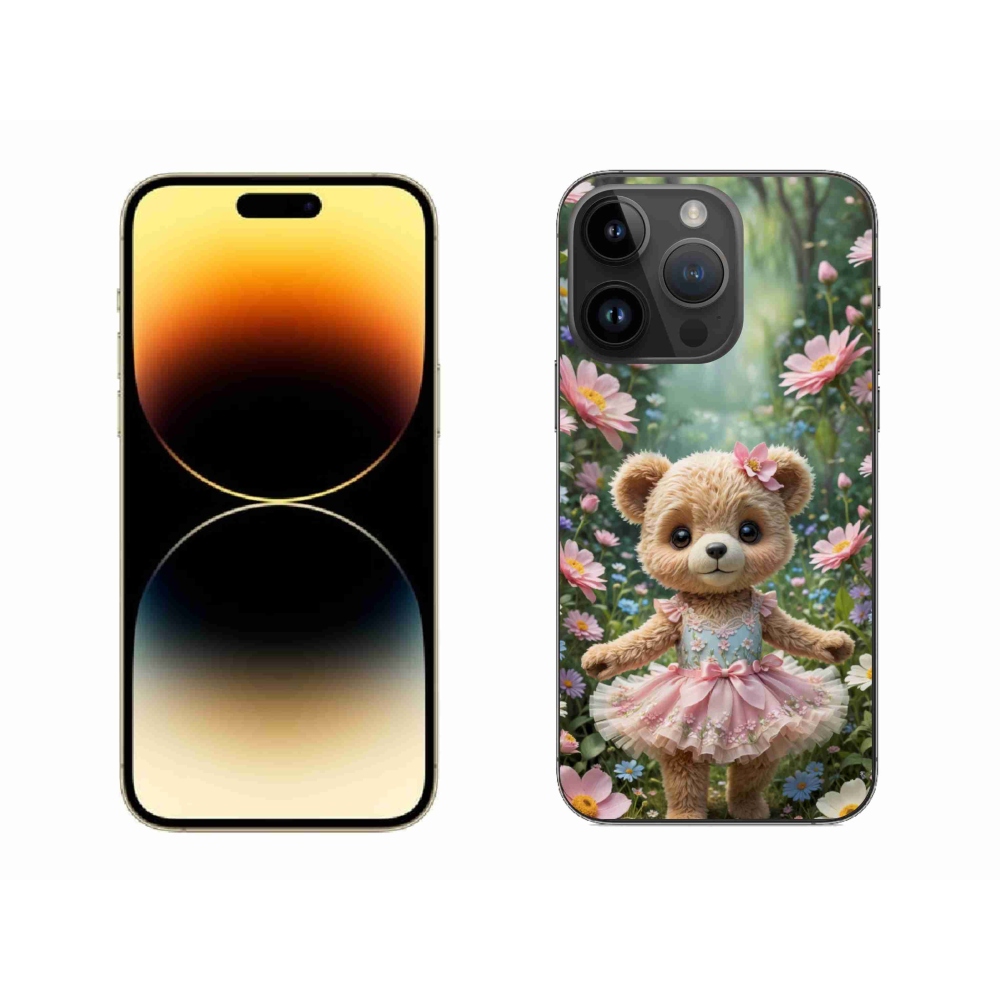 mmCase gél tok az iPhone 14 Pro Max-hoz – aranyos mackó virágok között