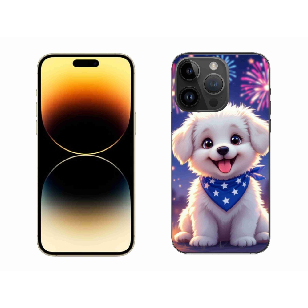 Zselés borítás mmCase iPhone 14 Pro Max készülékhez - ünnepi kölyökkutyakölyök