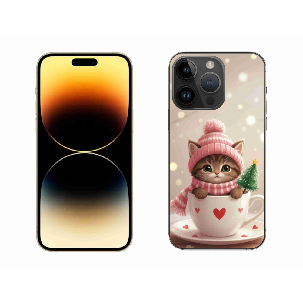mmCase gél tok az iPhone 14 Pro Max-hoz – karácsonyi cica csészében