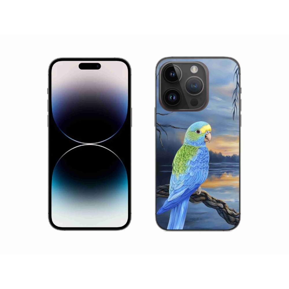 Zselés borítás mmCase iPhone 14 Pro készülékhez - kék papagáj