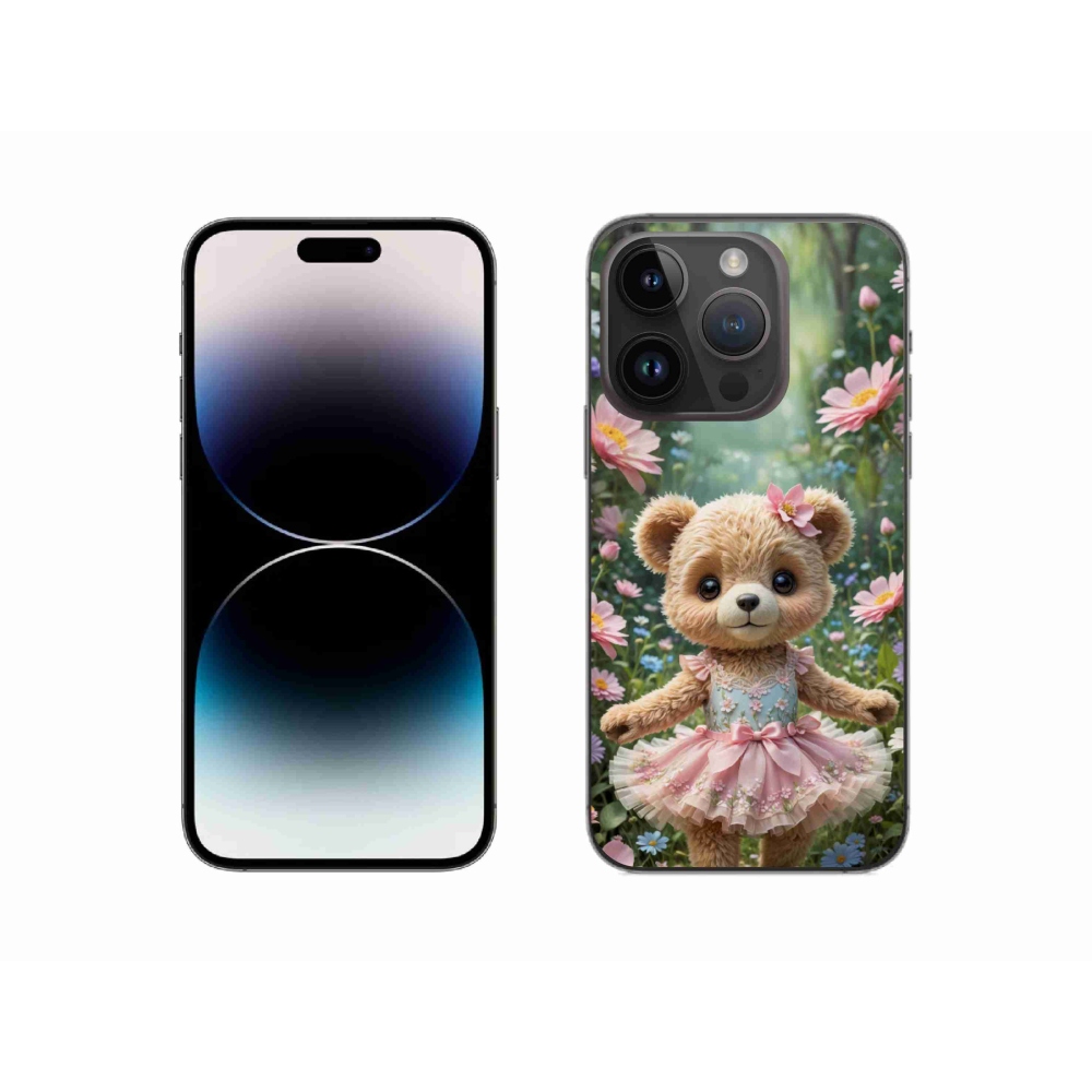 mmCase gél tok az iPhone 14 Pro-hoz – aranyos mackó virágok között
