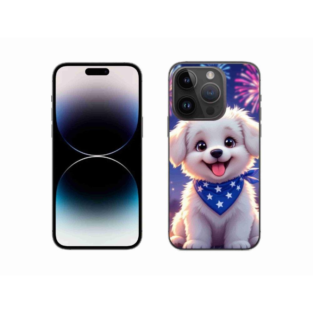 Zselés borítás mmCase iPhone 14 Pro készülékhez - ünnepi kiskutya