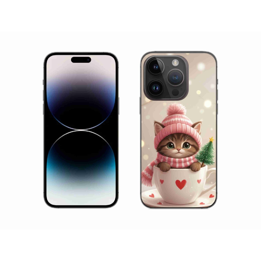 mmCase gél tok az iPhone 14 Pro-hoz – karácsonyi cica csészében