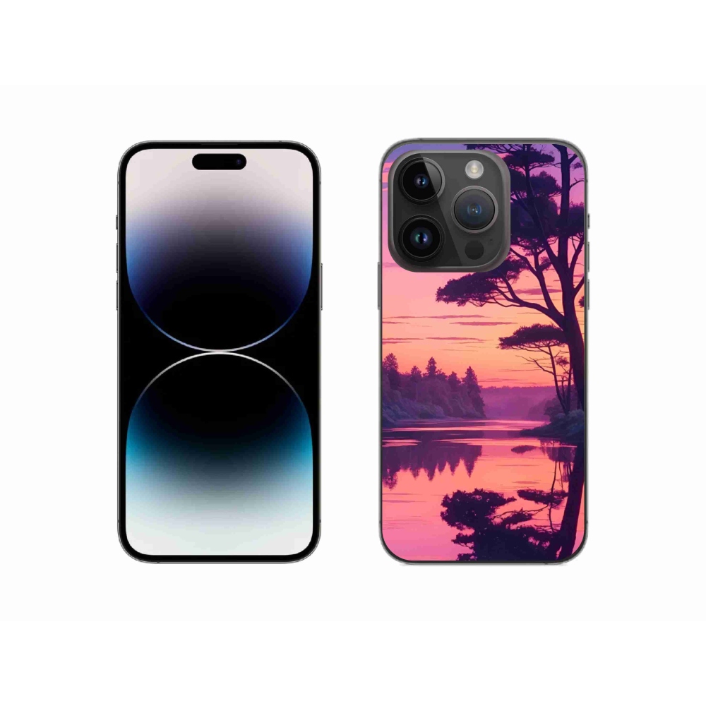 Zselés borítás mmCase iPhone 14 Pro készülékhez - naplemente a tó fölött
