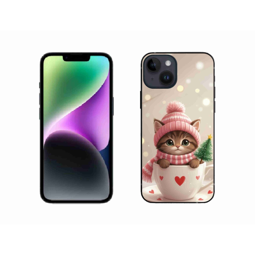 mmCase gél tok az iPhone 14-hez – karácsonyi cica egy csészében