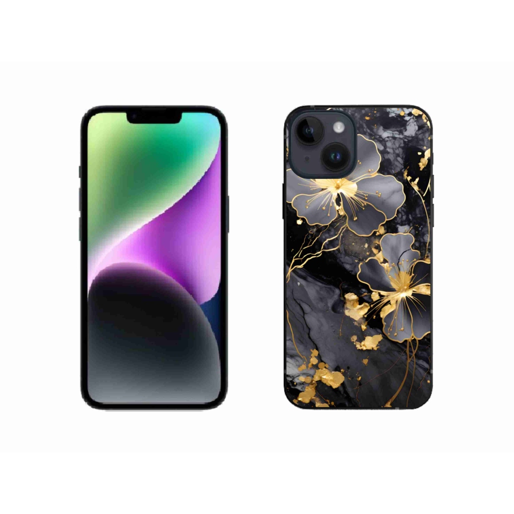 Zselés borítás mmCase iPhone 14 készülékhez - arany virágok