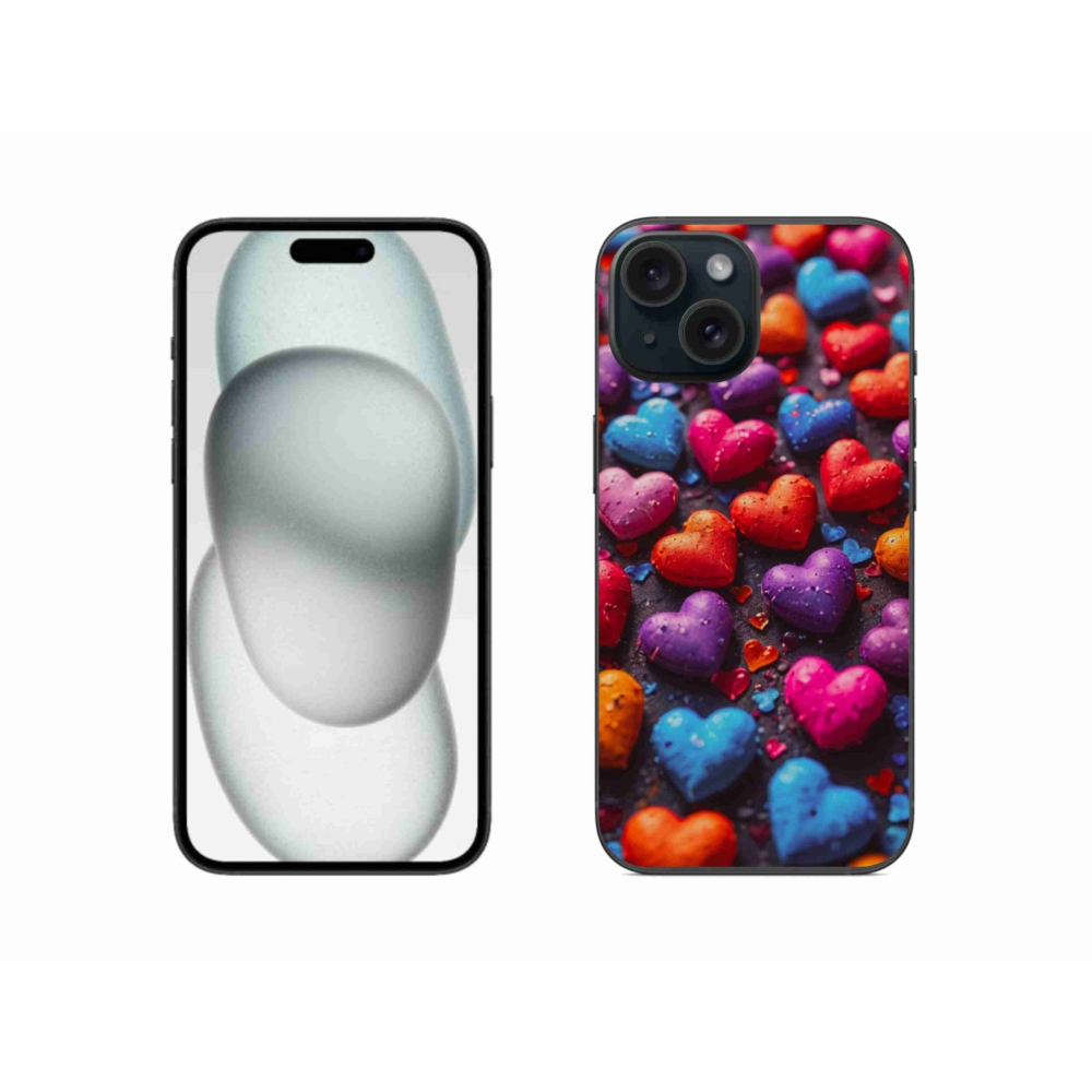 Zselés borítás mmCase iPhone 15 készülékhez - színes szív