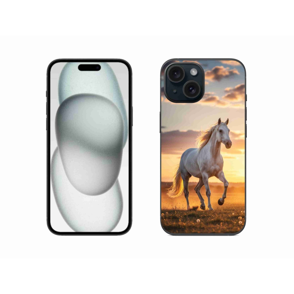 Zselés borítás mmCase iPhone 15 - futó fehér ló 2