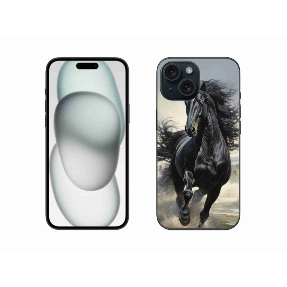 mmCase gél tok az iPhone 15-hez – futó fekete ló