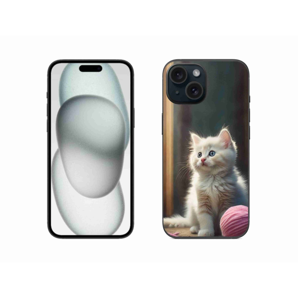 Gél borítás mmCase iPhone 15 készülékhez - fehér cica 2