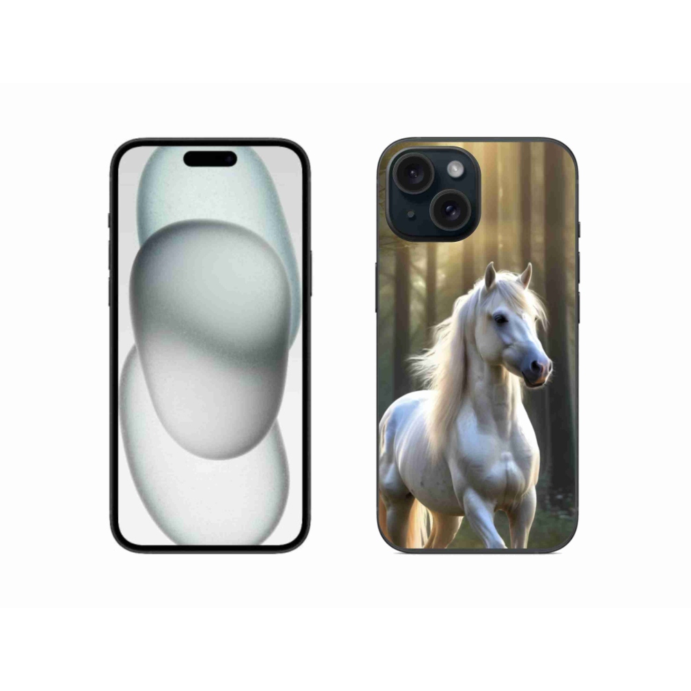 Zselés borítás mmCase iPhone 15 készülékhez - fehér ló 3