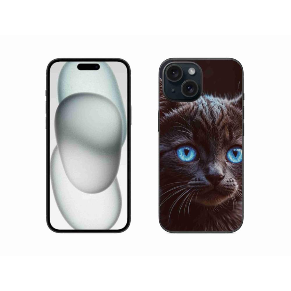 Zselés borítás mmCase iPhone 15 készülékhez - fekete cica 2