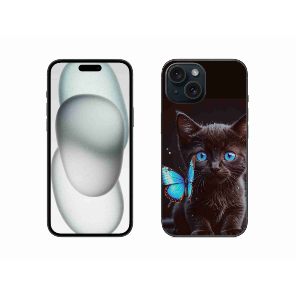 Zselés borítás mmCase iPhone 15 készülékhez - fekete cica 3