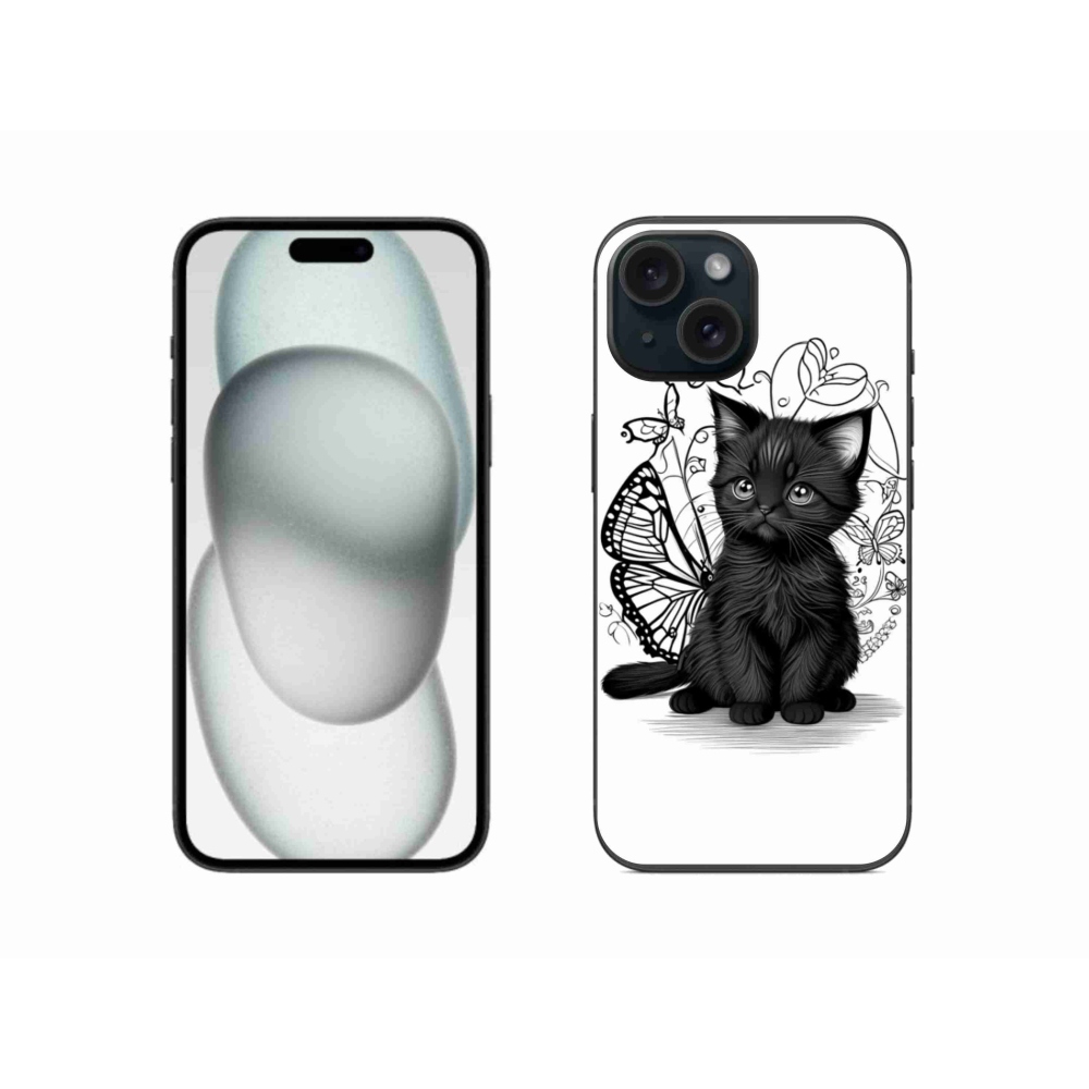 Gél borítás mmCase iPhone 15 készülékhez - fekete cica