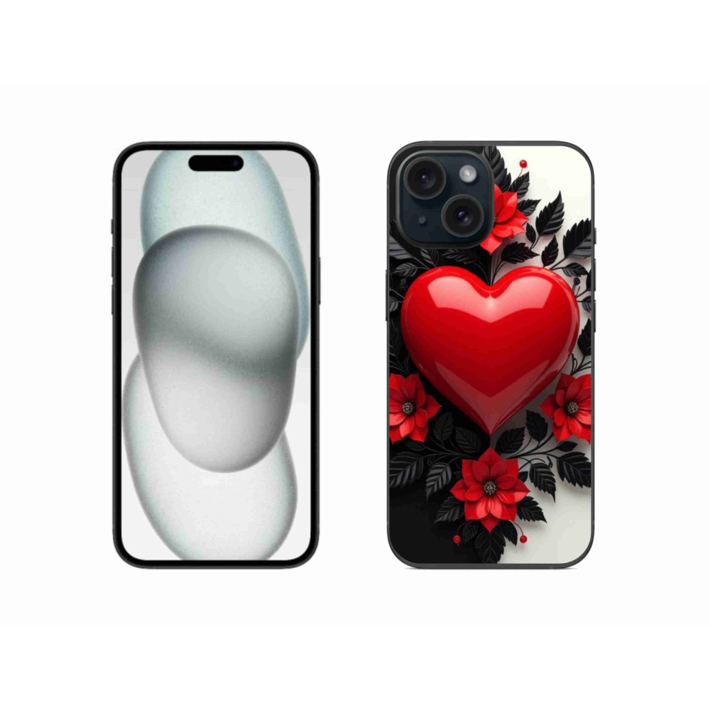 Zselés borítás mmCase iPhone 15 készülékhez - piros szív