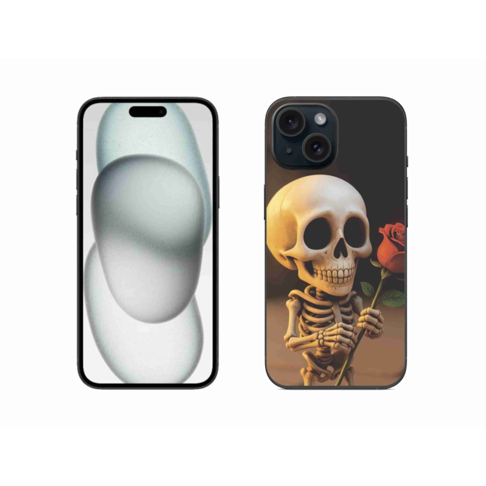 Gél borítás mmCase iPhone 15 készülékhez - csontváz rózsával