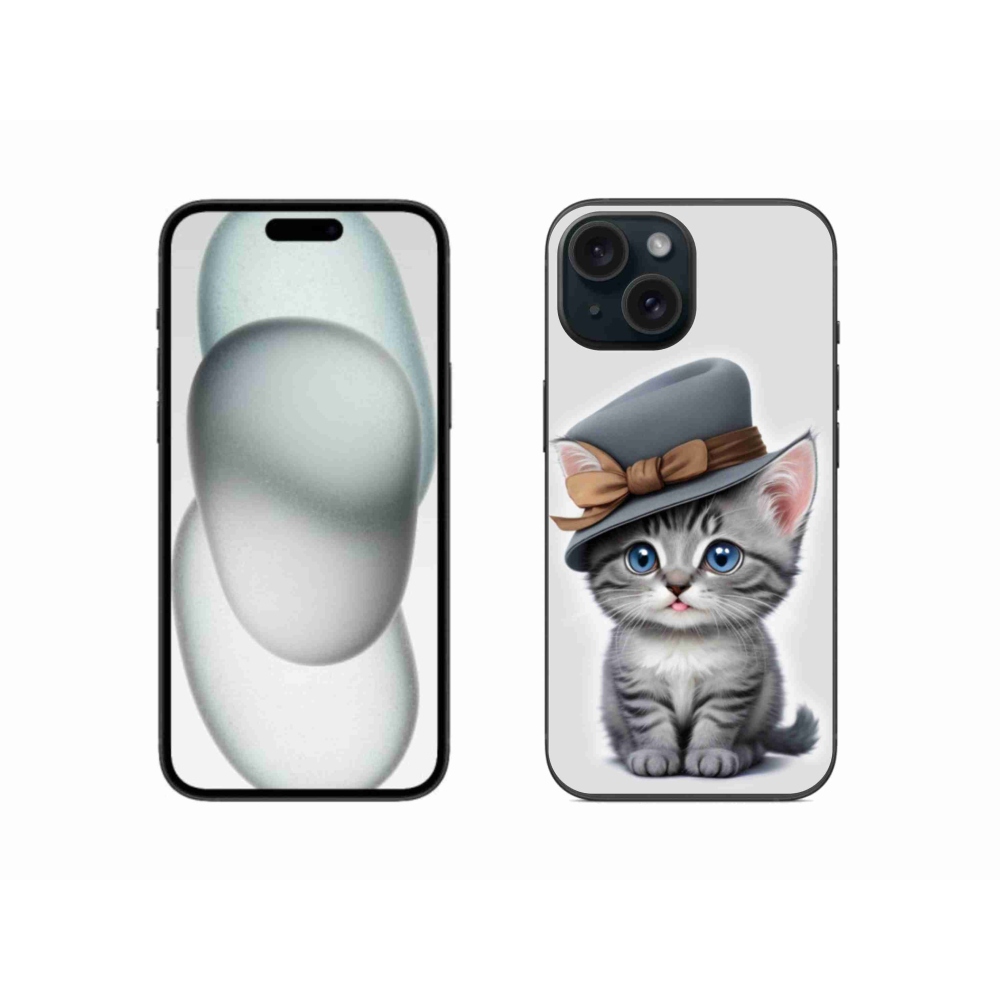 Gél borítás mmCase iPhone 15 készülékhez - cica sapkával
