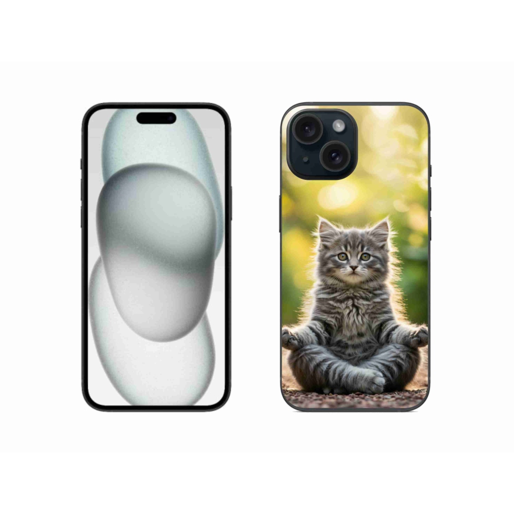 Gél borító mmCase iPhone 15 készülékhez - meditáló cica