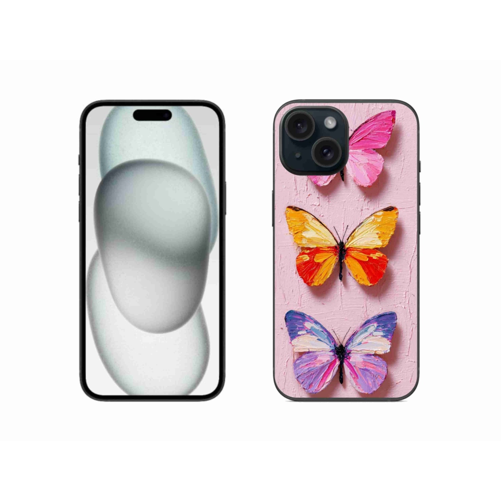 Zselés borítás mmCase iPhone 15 készülékhez - pillangó szentháromság