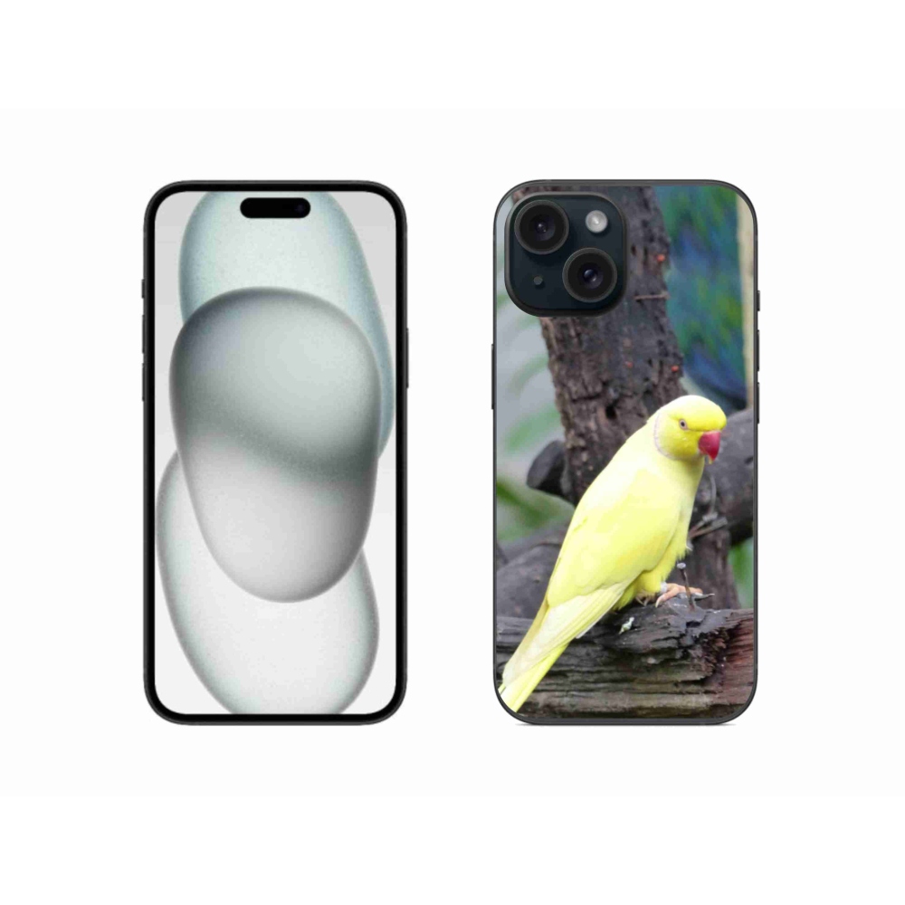 Zselés borítás mmCase iPhone 15 készülékhez - papagáj alexander sárga