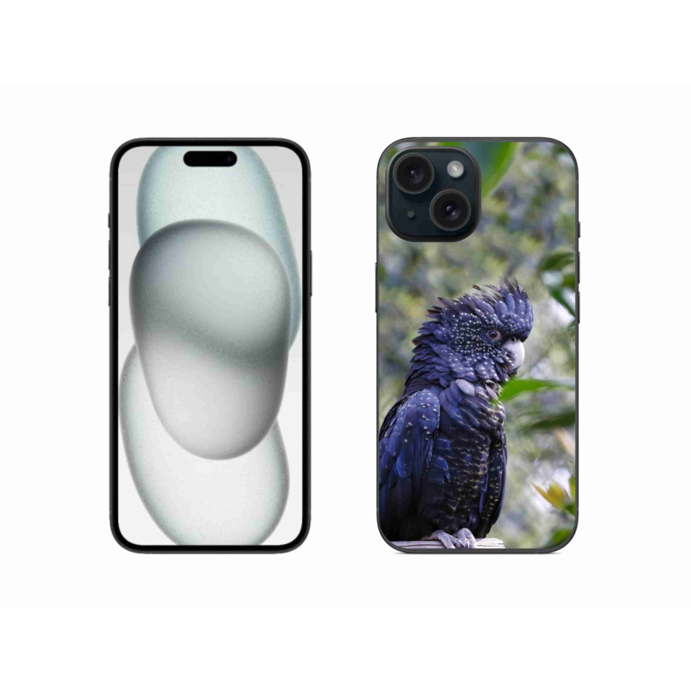 mmCase gél tok az iPhone 15-hez – fekete kakadu papagáj