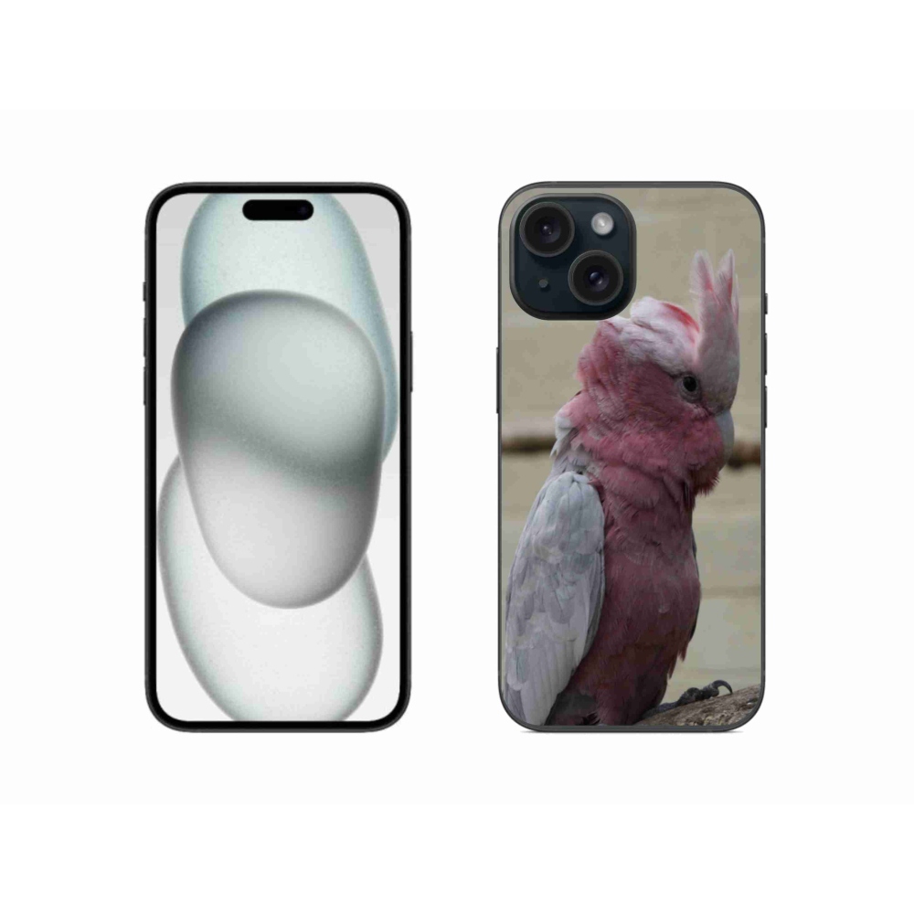 Gél borítás mmCase iPhone 15 készülékhez - papagáj kakadu rózsaszínű