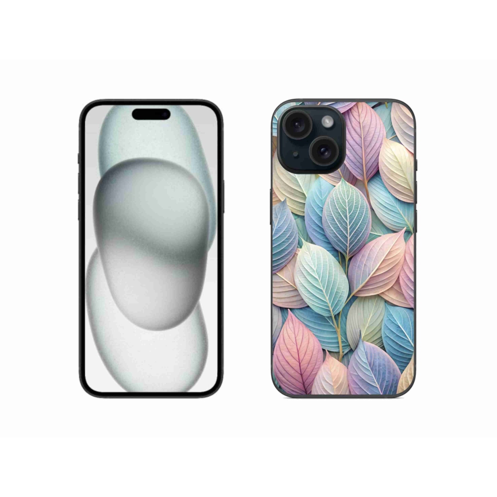 Zselés borítás mmCase iPhone 15 készülékhez - pasztell levelek