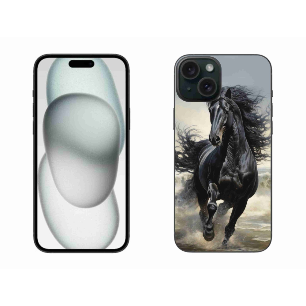 mmCase gél tok az iPhone 15 Plus-hoz – futó fekete ló