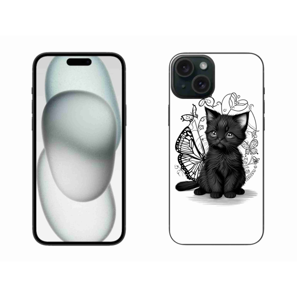 Zselés borítás mmCase iPhone 15 Plus készülékhez - fekete cica