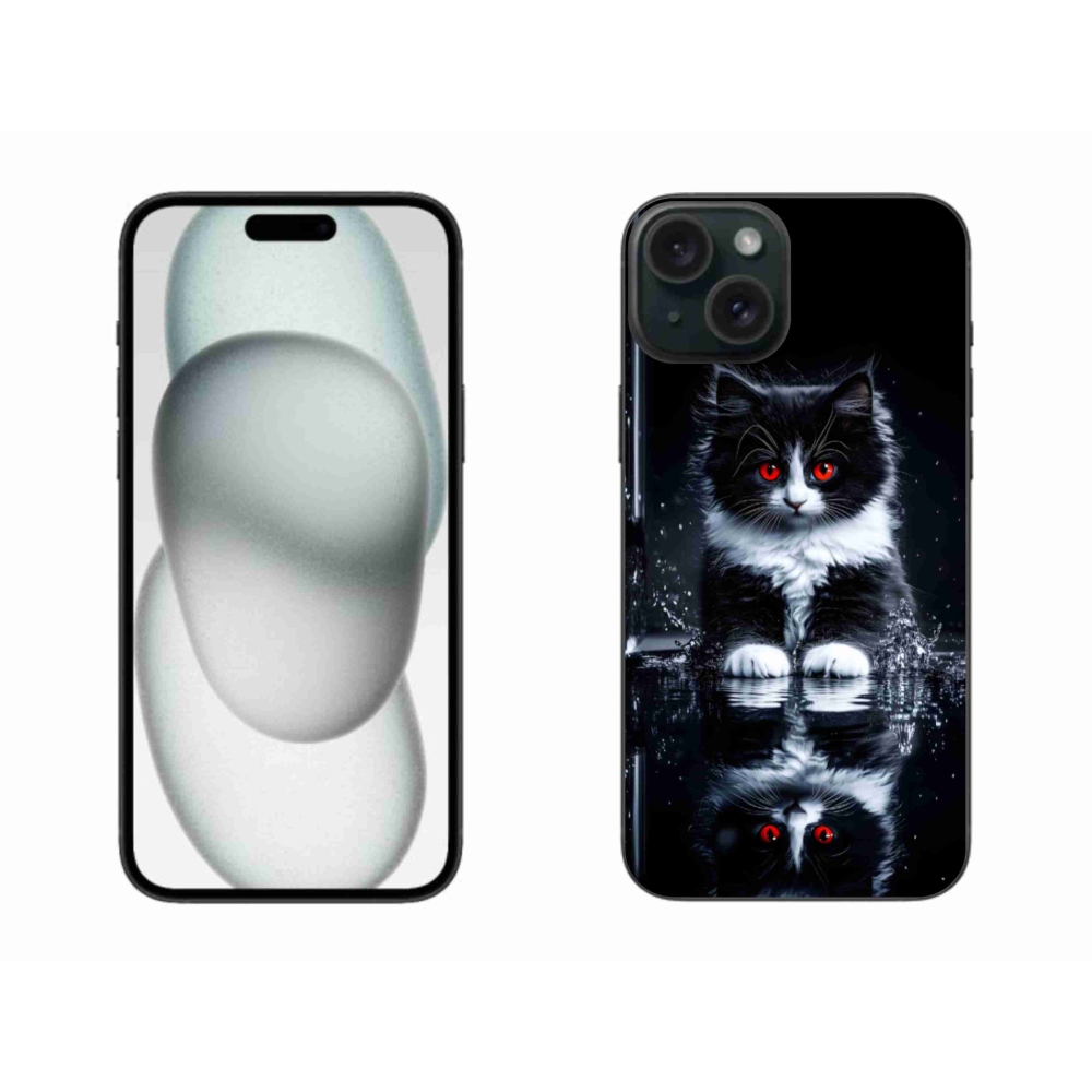 Zselés borítás mmCase iPhone 15 Plus készülékhez - fekete-fehér cica