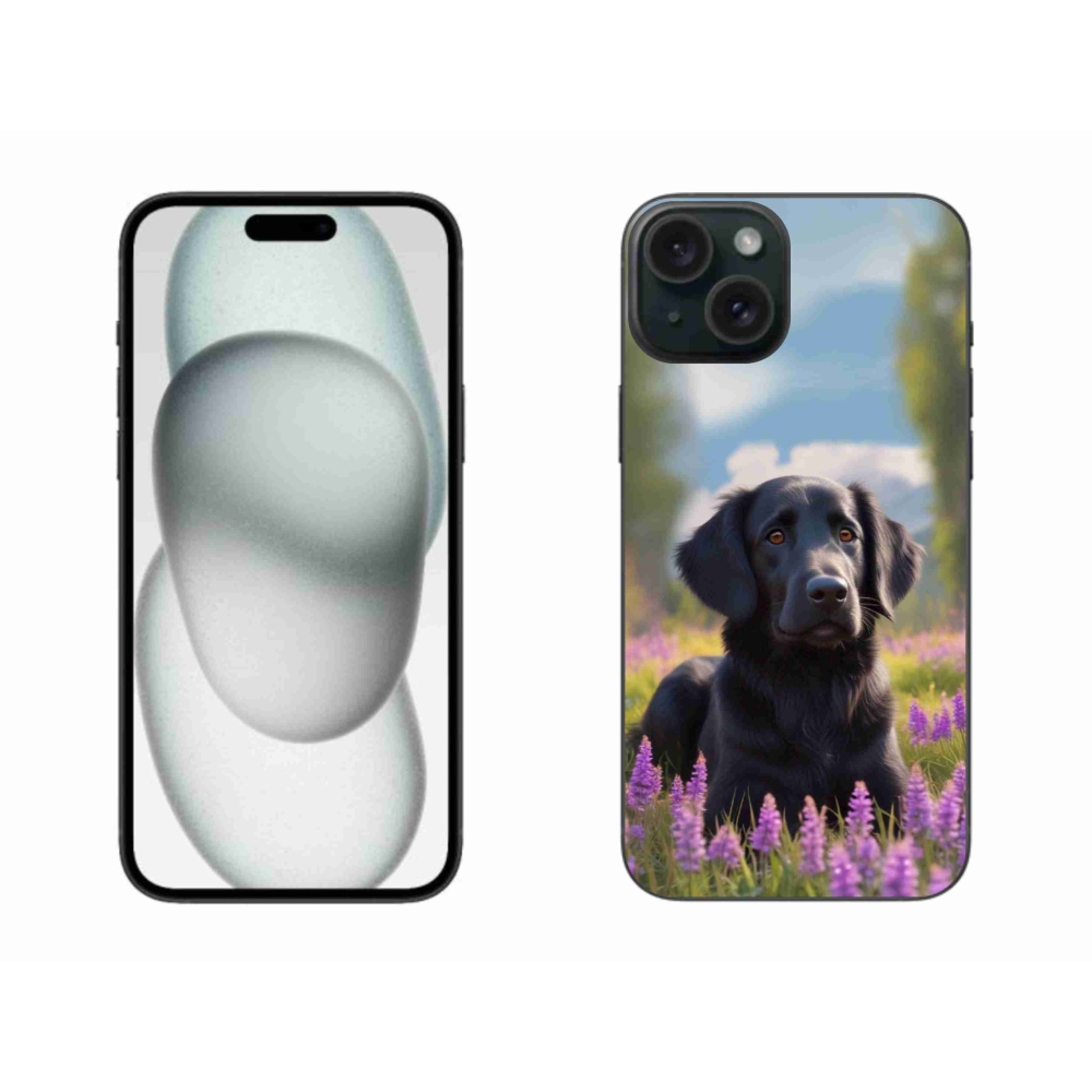 mmCase gél tok az iPhone 15 Plus-hoz – elegáns fekete retriever