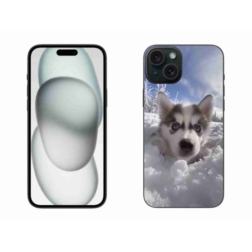 Gél borítás mmCase iPhone 15 Plus készülékhez - husky a hóban