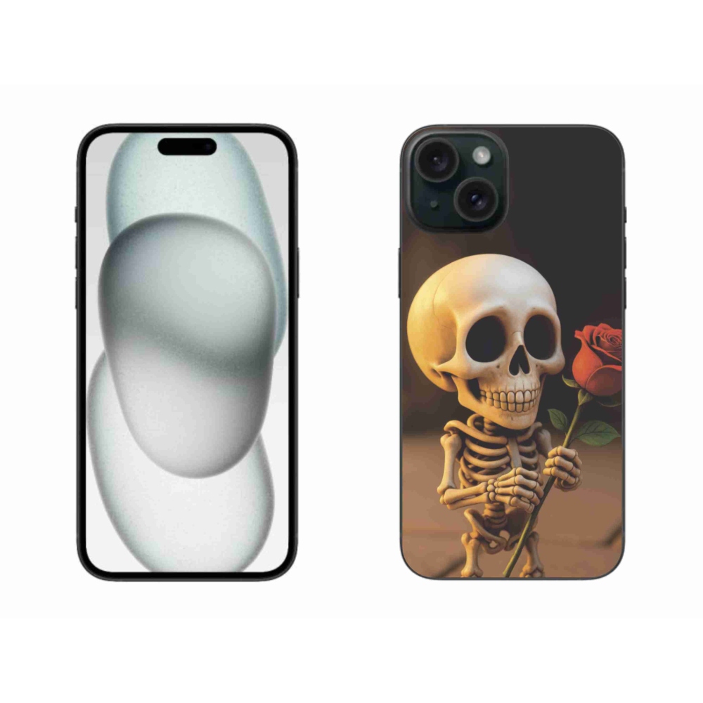 Gél borítás mmCase iPhone 15 Plus készülékhez - csontváz rózsával
