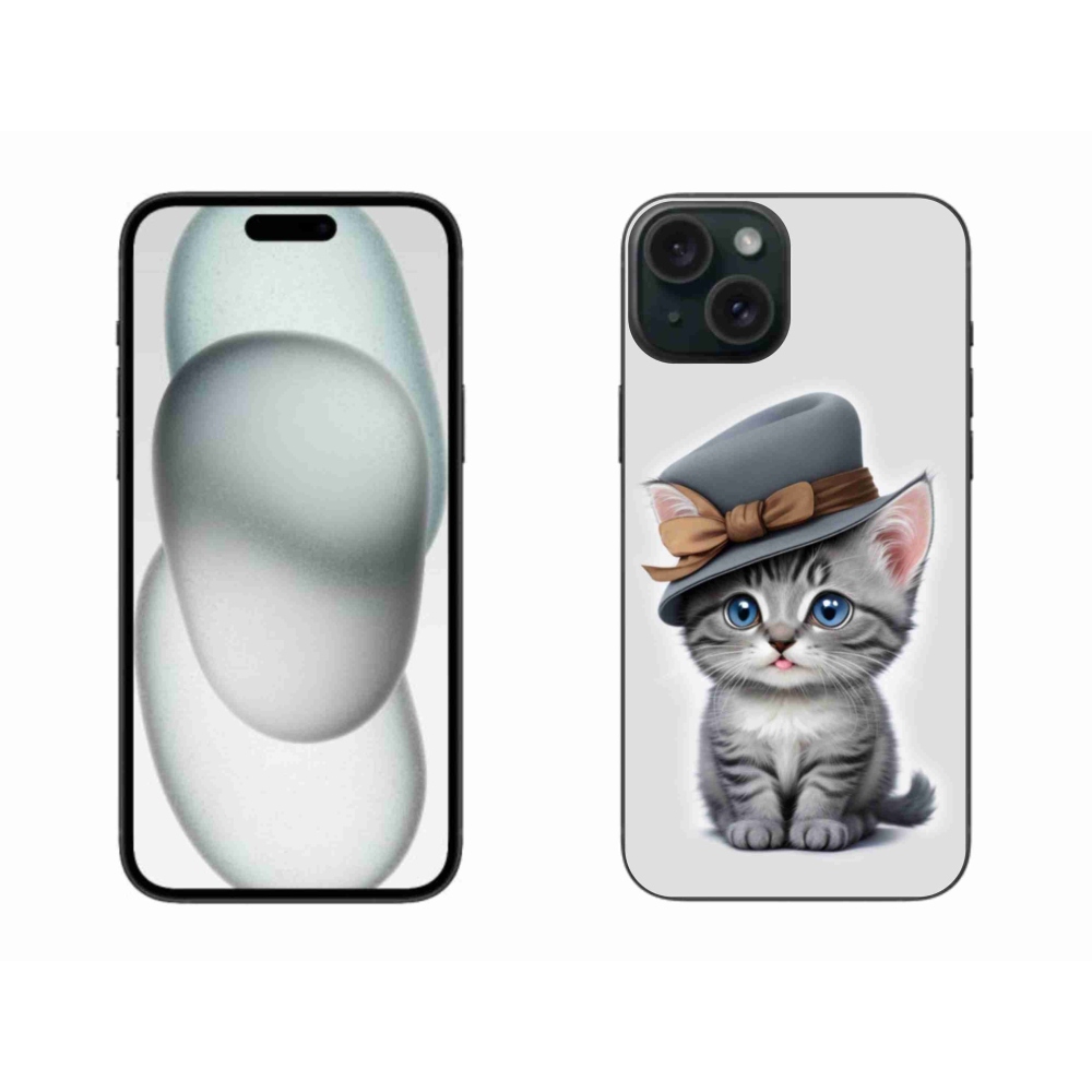Zselés borítás mmCase iPhone 15 Plus készülékhez - cica sapkával