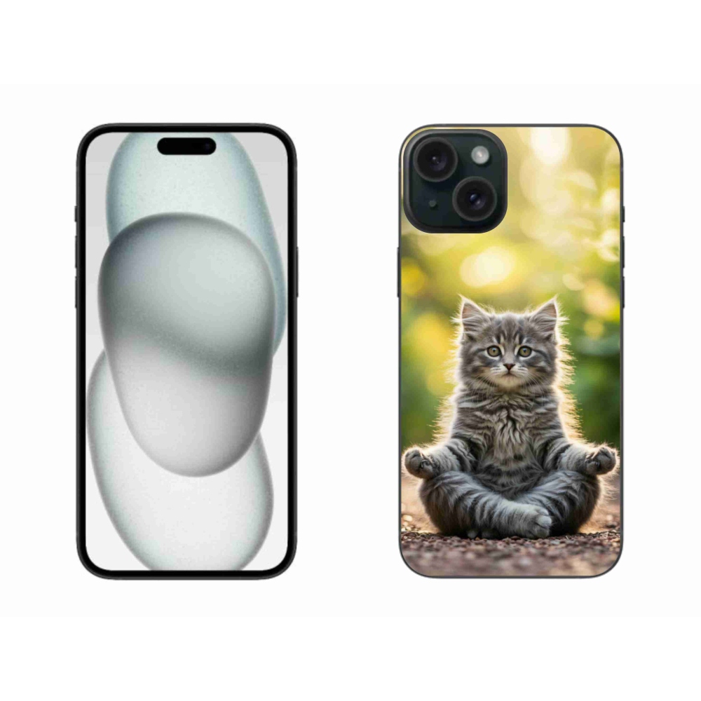 Gél borítás mmCase iPhone 15 Plus készülékhez - meditáló cica