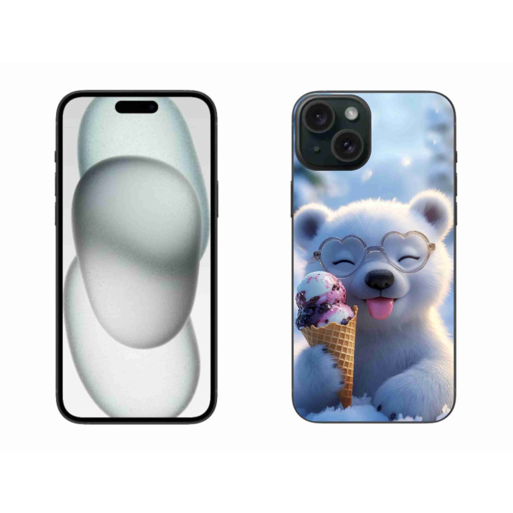 mmCase gél tok az iPhone 15 Plus-hoz – mackó fagylalttal
