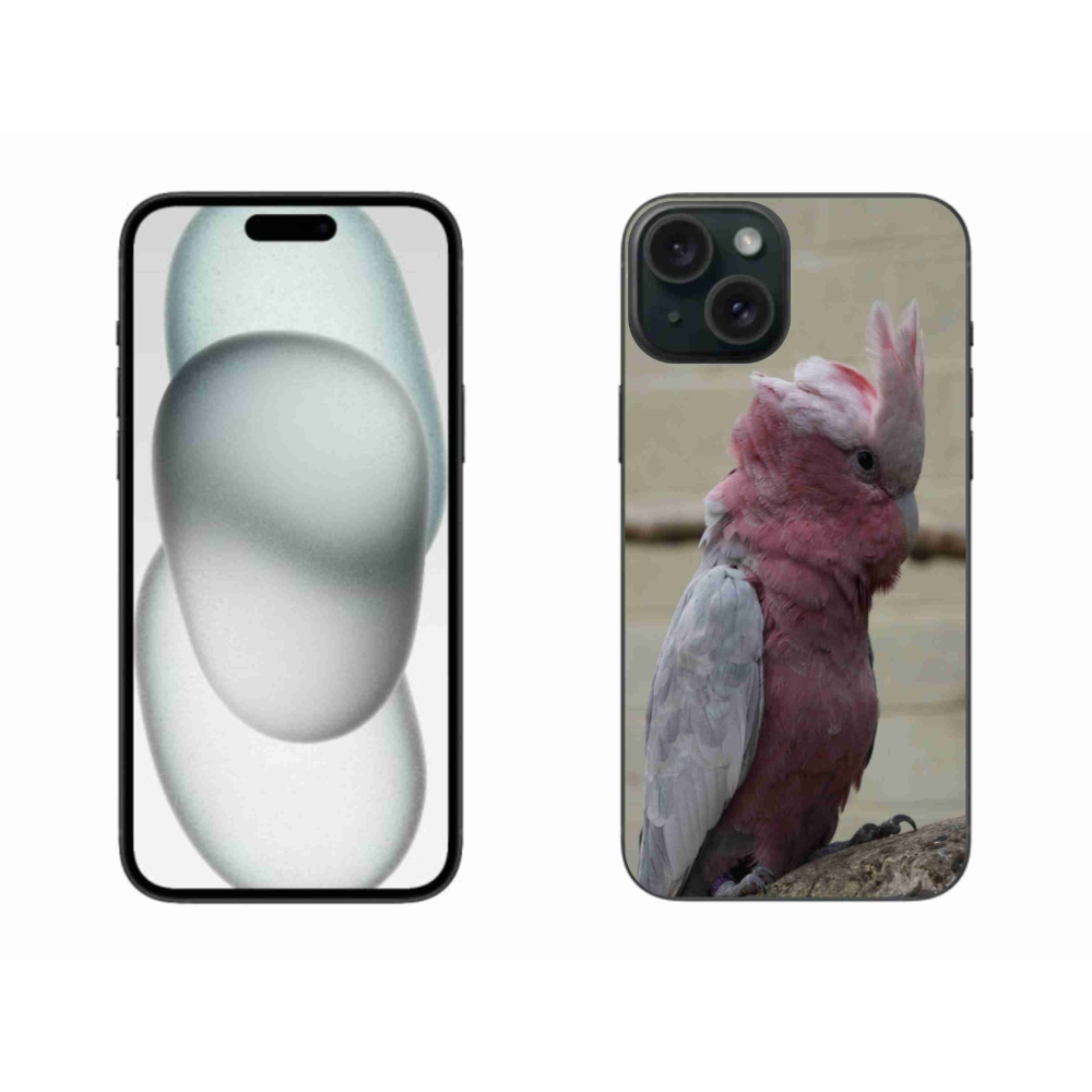 Zselés borítás mmCase iPhone 15 Plus készülékhez - papagáj kakadu rózsaszínű