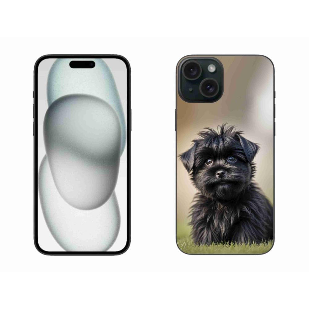 mmCase gél tok az iPhone 15 Plus-hoz – aranyos fekete kutyus