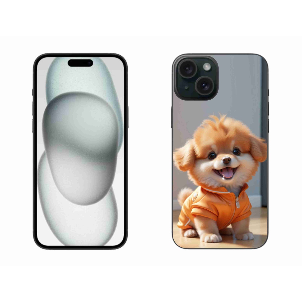 mmCase gél tok az iPhone 15 Plus-hoz – aranyos pomerániai pulóverben