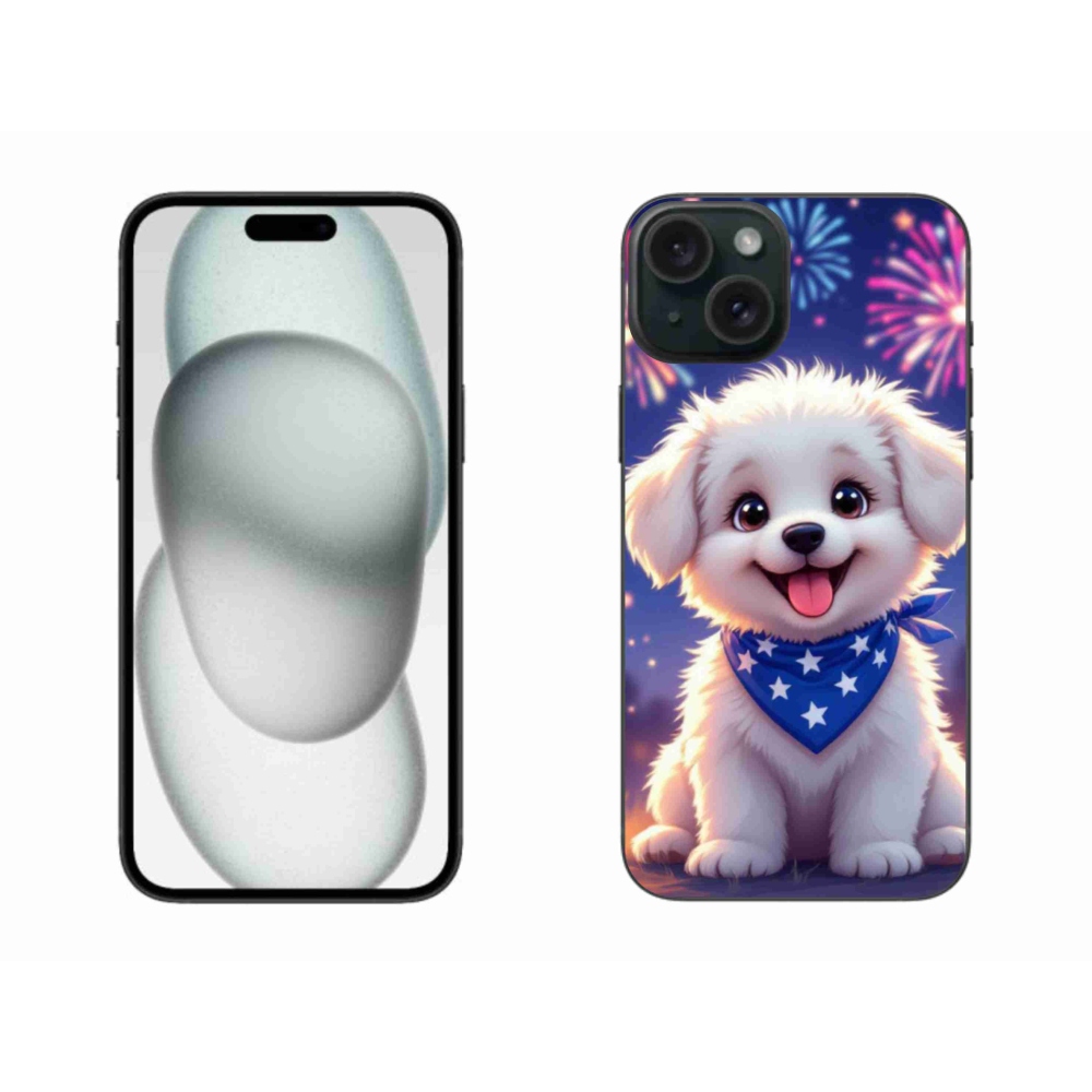 Gél borítás mmCase iPhone 15 Plus készülékhez - ünnepi kiskutya